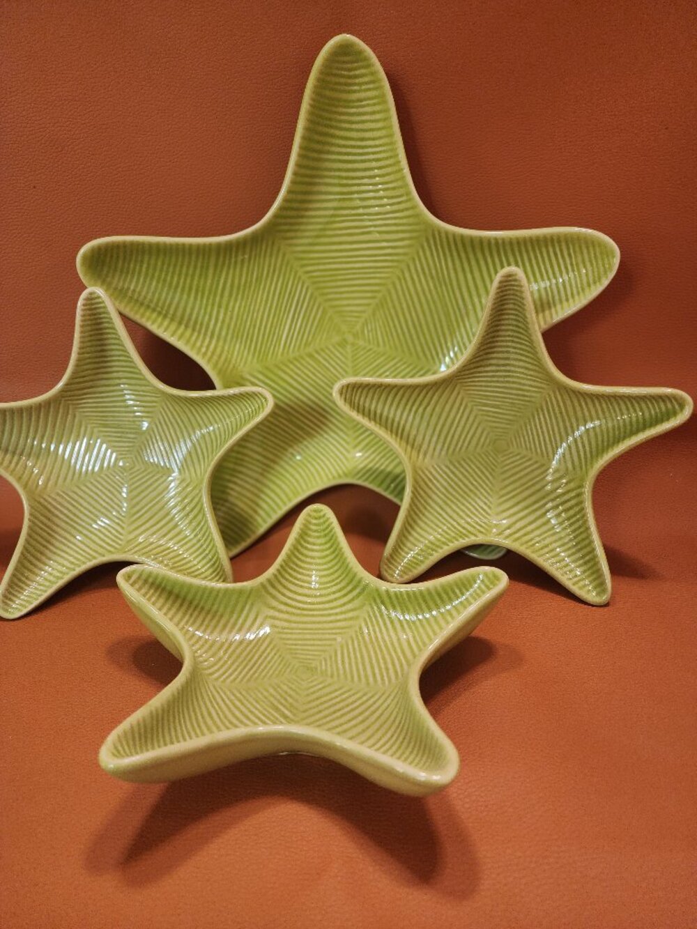ANDREA BY SADEK NAUTICAL SEAGREEN CERAMIC STARFISH DISHES - SET OF 4